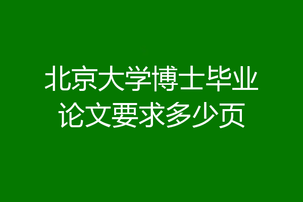 北京大学博士毕业论文要求多少页