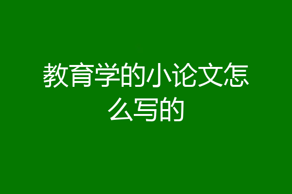 教育学的小论文怎么写的