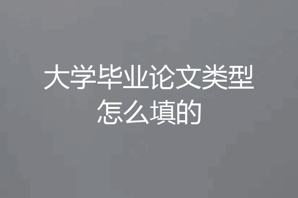 大学毕业论文类型怎么填的