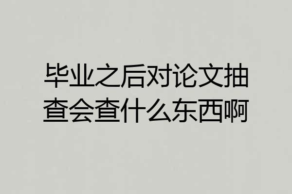 毕业之后对论文抽查会查什么东西啊