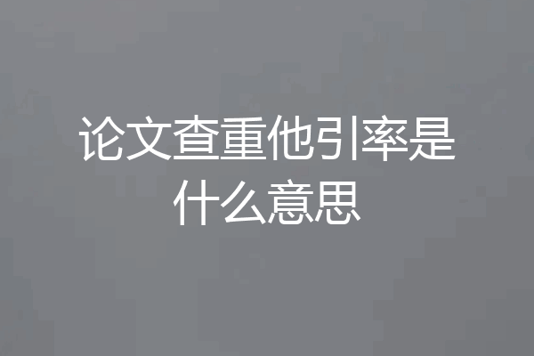论文查重他引率是什么意思