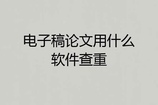 电子稿论文用什么软件查重