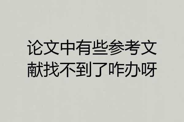 论文中有些参考文献找不到了咋办呀