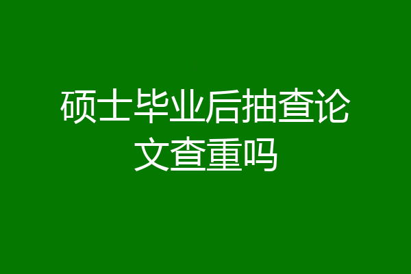 硕士毕业后抽查论文查重吗