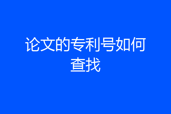 论文的专利号如何查找