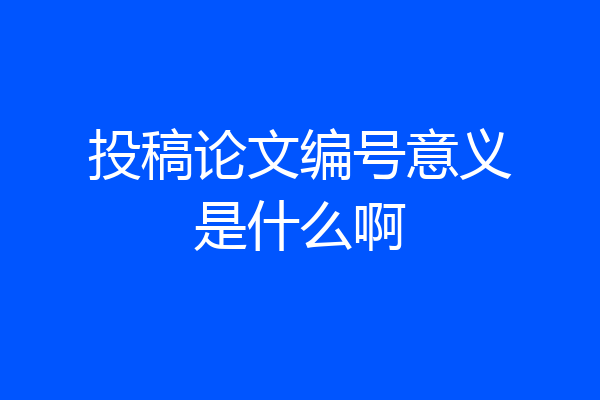 投稿论文编号意义是什么啊