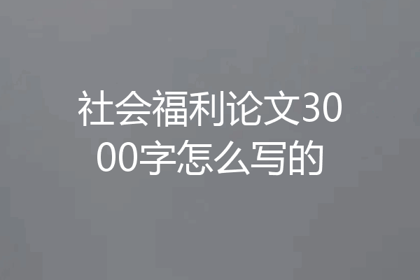 社会福利论文3000字怎么写的
