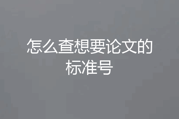 怎么查想要论文的标准号