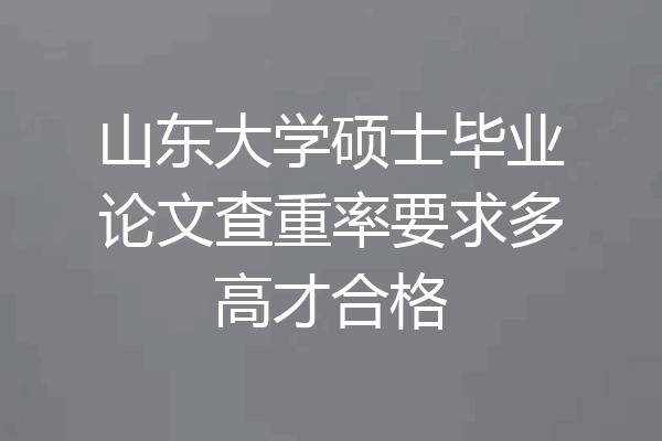 山东大学硕士毕业论文查重率要求多高才合格