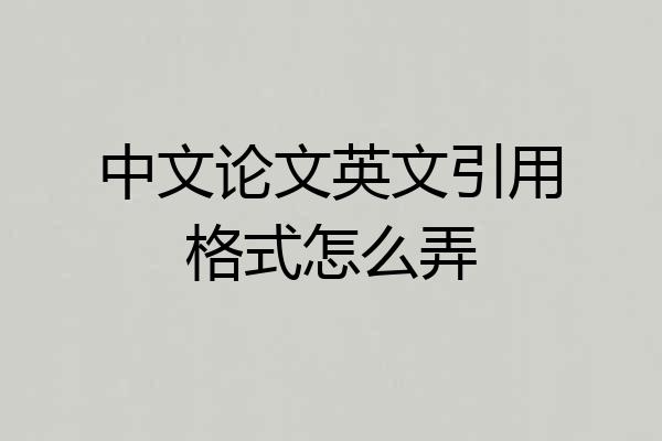 中文论文英文引用格式怎么弄