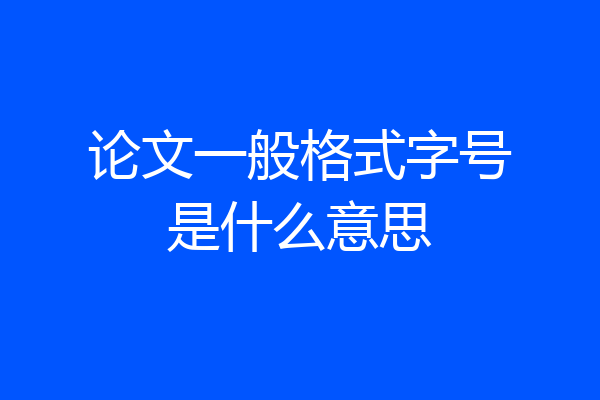 论文一般格式字号是什么意思