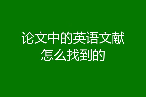 论文中的英语文献怎么找到的