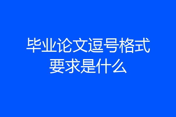 毕业论文逗号格式要求是什么