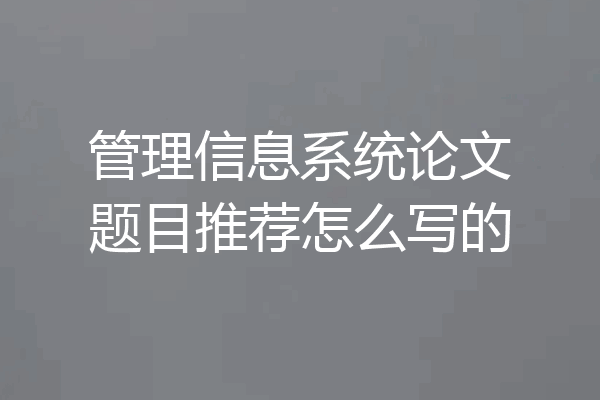 管理信息系统论文题目推荐怎么写的