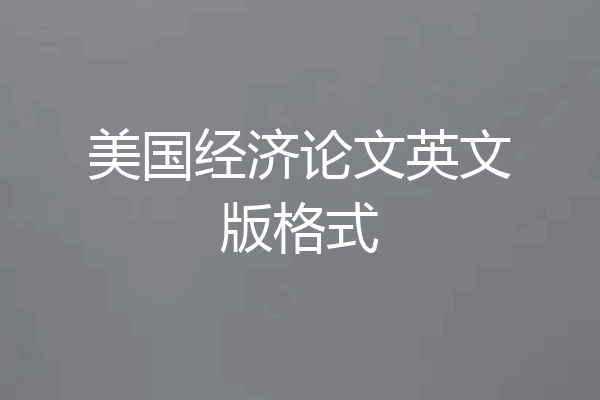 美国经济论文英文版格式