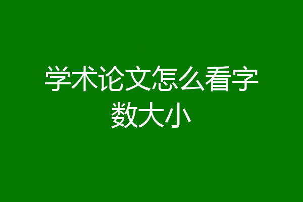 学术论文怎么看字数大小