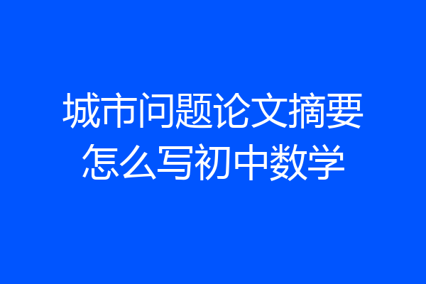 城市问题论文摘要怎么写初中数学