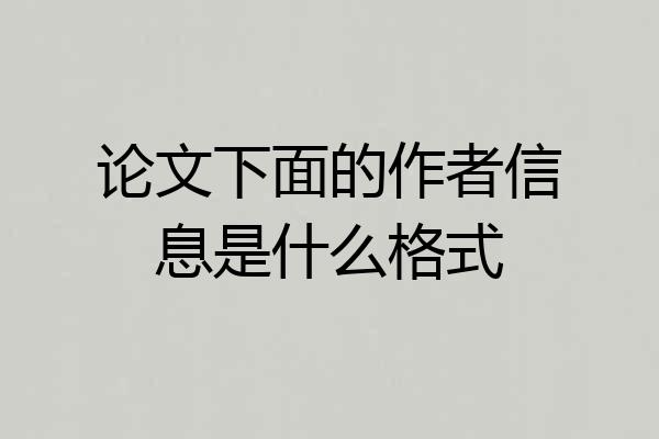 论文下面的作者信息是什么格式