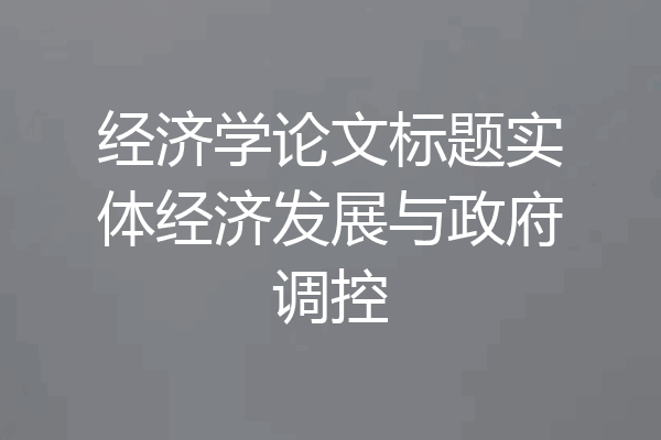 经济学论文标题实体经济发展与政府调控