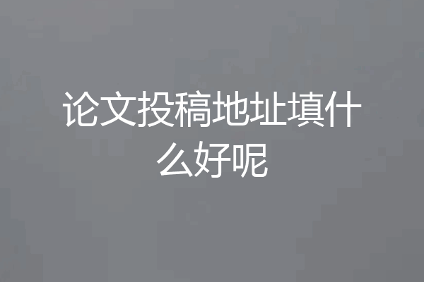 论文投稿地址填什么好呢