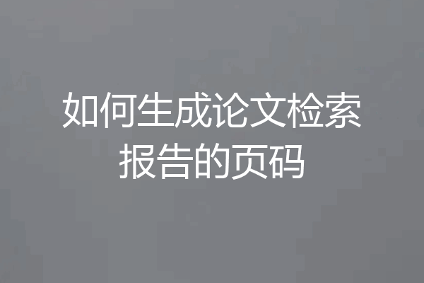 如何生成论文检索报告的页码