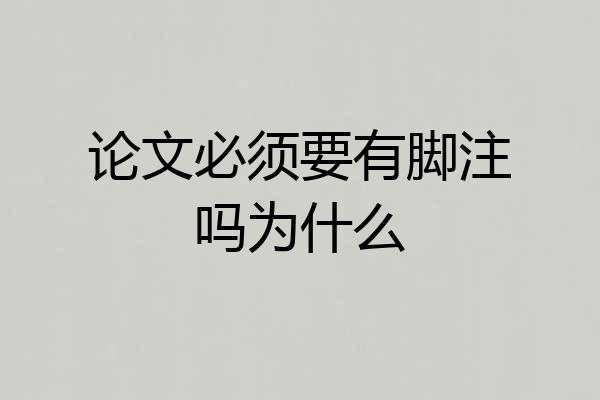 论文必须要有脚注吗为什么