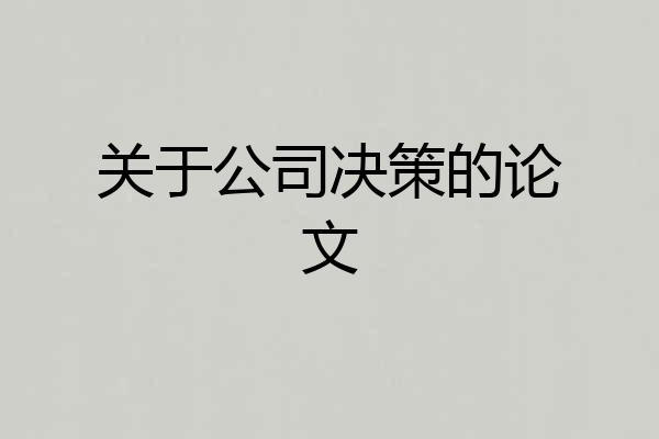 关于公司决策的论文