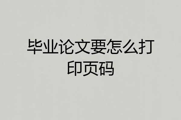 毕业论文要怎么打印页码