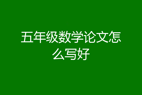 五年级数学论文怎么写好
