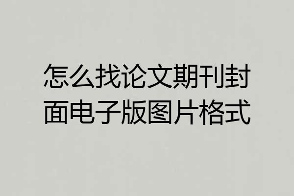 怎么找论文期刊封面电子版图片格式
