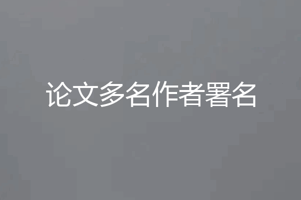 论文多名作者署名