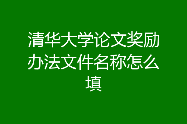 清华大学论文奖励办法文件名称怎么填