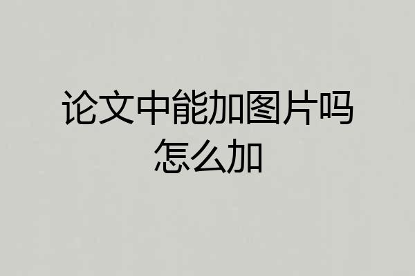 论文中能加图片吗怎么加