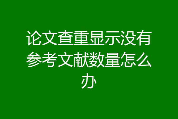 论文查重显示没有参考文献数量怎么办