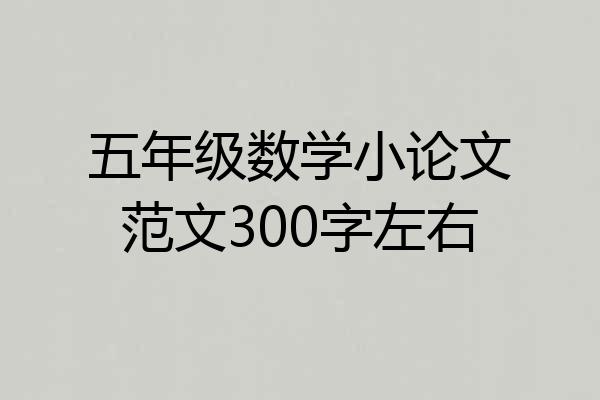 五年级数学小论文范文300字左右