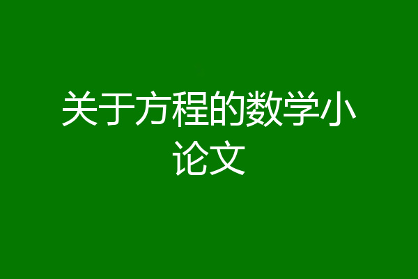 关于方程的数学小论文