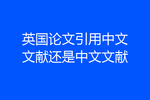 英国论文引用中文文献还是中文文献