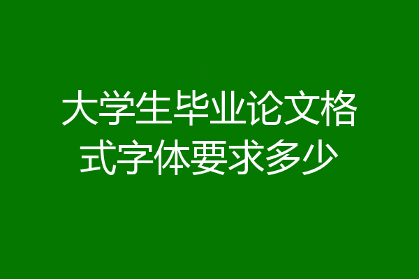 大学生毕业论文格式字体要求多少