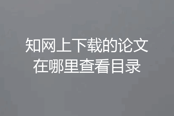 知网上下载的论文在哪里查看目录