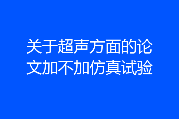 关于超声方面的论文加不加仿真试验