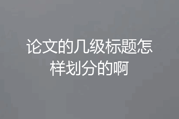 论文的几级标题怎样划分的啊