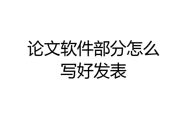 论文软件部分怎么写好发表