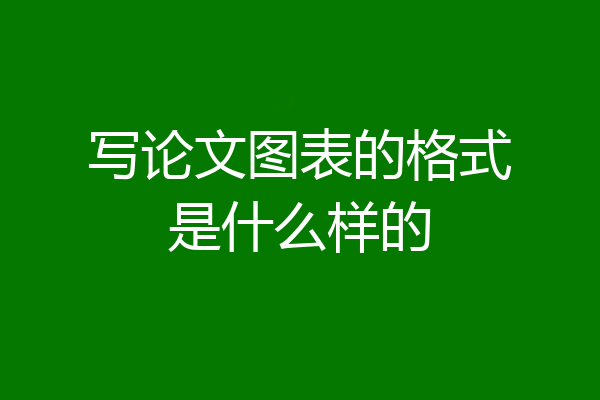 写论文图表的格式是什么样的