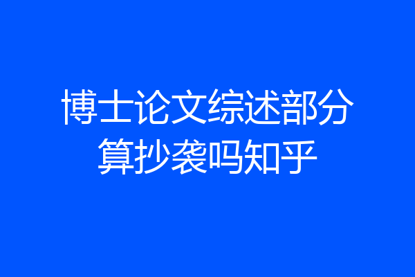 博士论文综述部分算抄袭吗知乎
