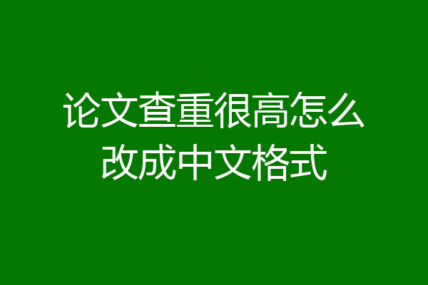 论文查重很高怎么改成中文格式