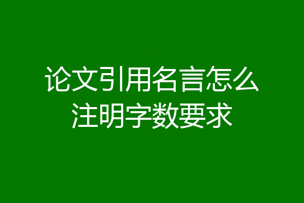 论文引用名言怎么注明字数要求