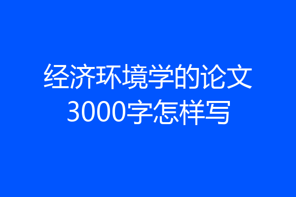 经济环境学的论文3000字怎样写