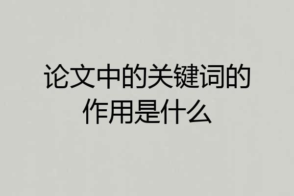 论文中的关键词的作用是什么