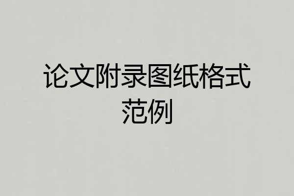 论文附录图纸格式范例