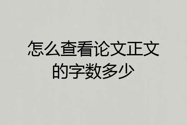 怎么查看论文正文的字数多少